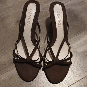 Brown Strappy Kitten Heels